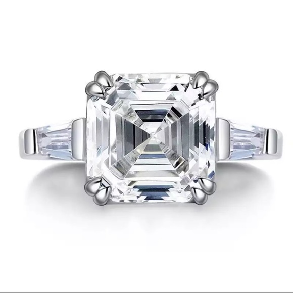 Asscher Cut 6 Carat Simulated Diamond Ring 925 Silver The Doeanne - Picture 3 of 12